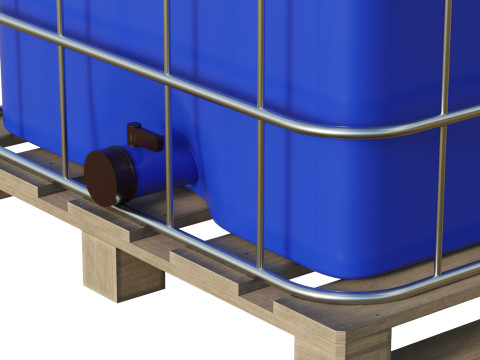 Plastic Water Tank On Pallet 3D मॉडल