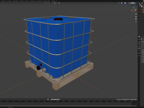 Plastic Water Tank On Pallet 3D Model