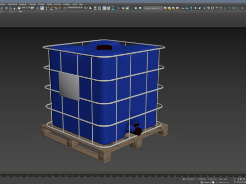 Plastic Water Tank On Pallet 3D मॉडल