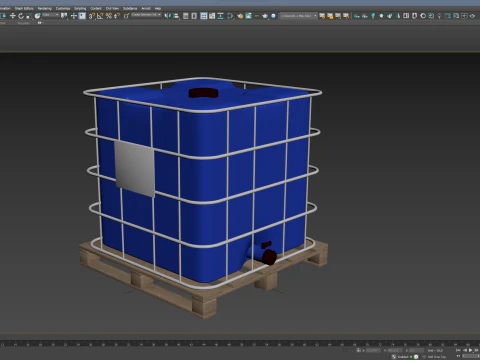 Plastic Water Tank On Pallet 3D Model