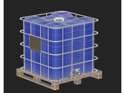 Plastic Water Tank On Pallet 3D Model