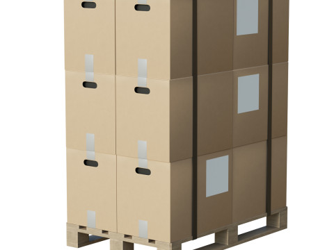 Cardboard Boxes On Pallet Modelo 3D