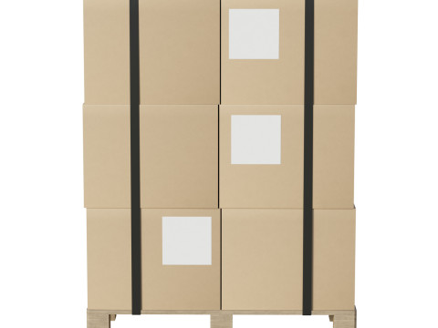 Cardboard Boxes On Pallet 3D Model