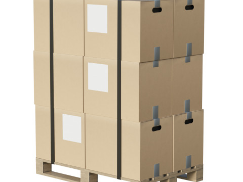 Cardboard Boxes On Pallet 3D Model