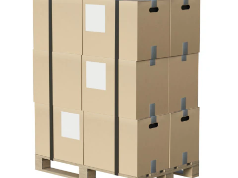 Scatole Di Cartone Su Pallet Modello 3D