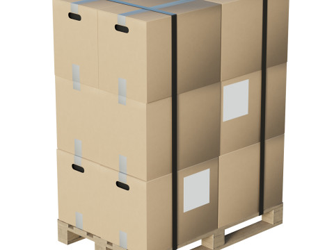 Cardboard Boxes On Pallet 3D Model