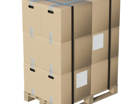 Scatole Di Cartone Su Pallet Modello 3D