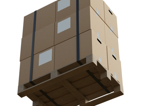 Cardboard Boxes On Pallet 3D Model