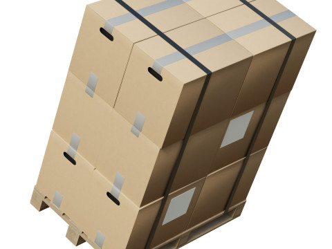 Cardboard Boxes On Pallet 3D Model