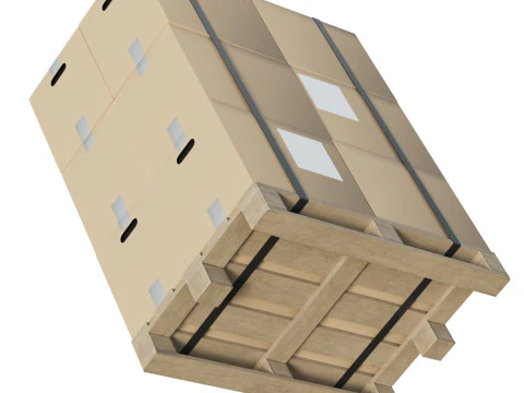 Scatole Di Cartone Su Pallet Modello 3D