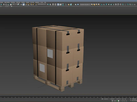 Scatole Di Cartone Su Pallet Modello 3D