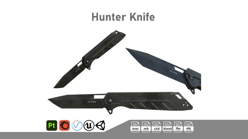Cuchillo cazador Modelo 3D .c4d .max .obj .3ds .fbx .stl .blend 