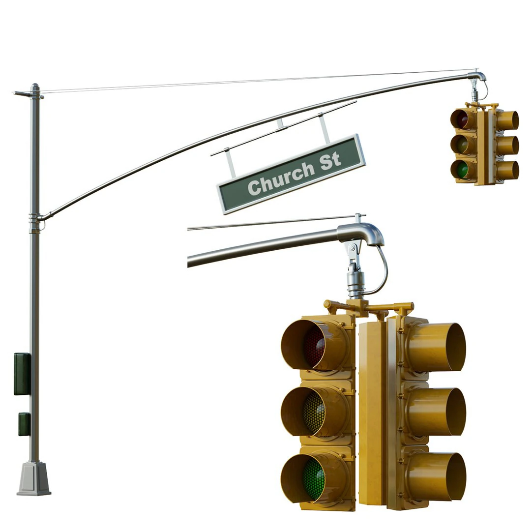 Traffic Light 01 3D Model .c4d .max .obj .3ds .fbx .stl .blend 