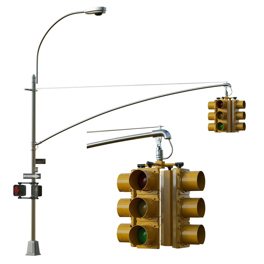 Traffic Light 03 3D Model .c4d .max .obj .3ds .fbx .stl .blend 
