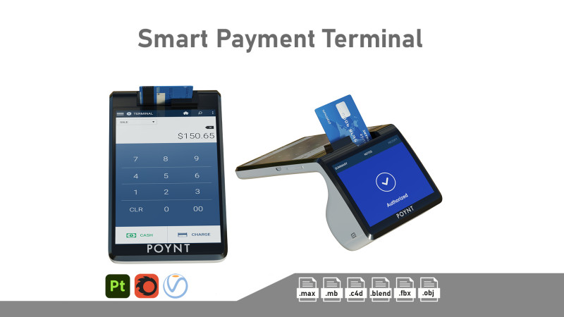 Poynt Smart Payment Terminal 3D Модель .c4d .max .obj .3ds .fbx .stl .blend 