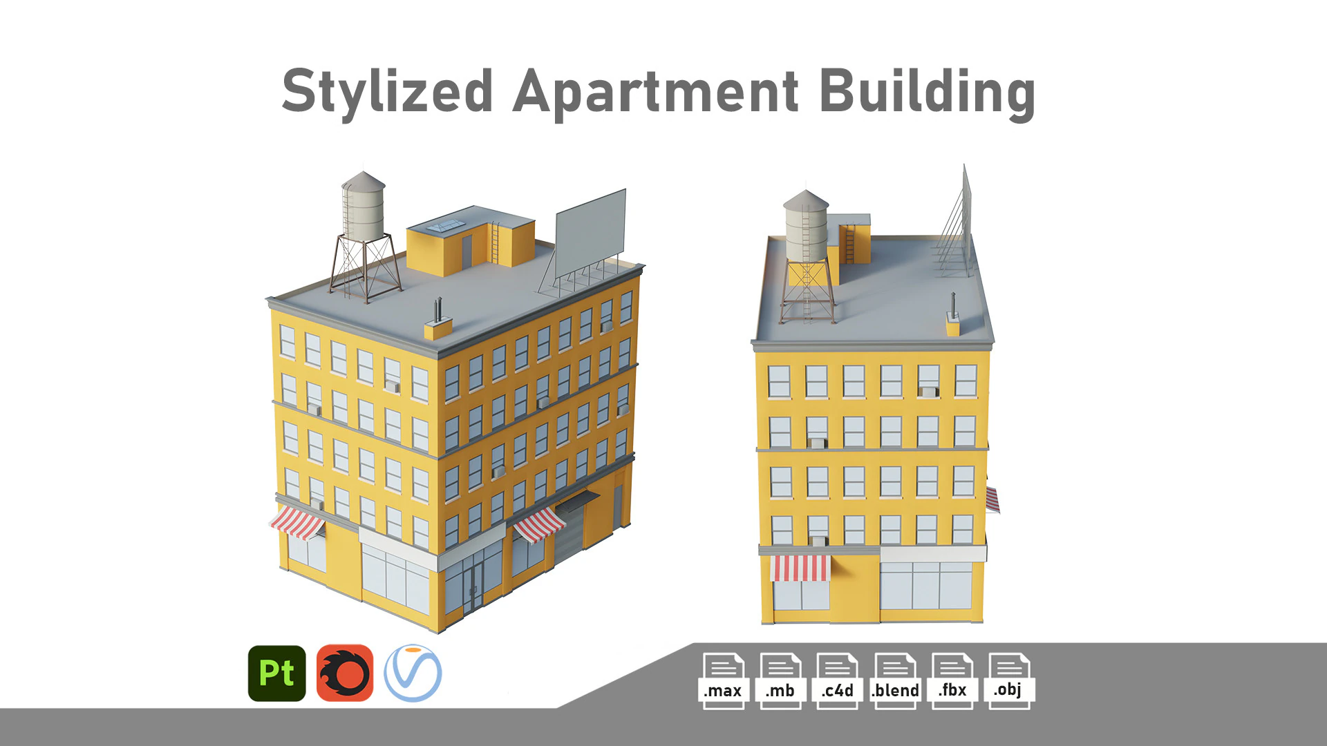 Edificio di appartamenti stilizzato Modello 3D .c4d .max .obj .3ds .fbx .stl .blend