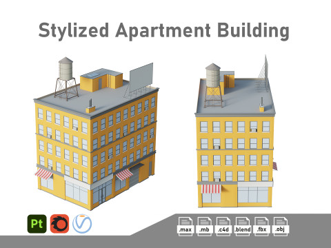 Stylized Apartment Building 3D Модель
