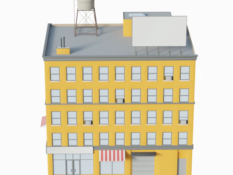 Edificio di appartamenti stilizzato Modello 3D
