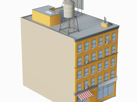 Edificio di appartamenti stilizzato Modello 3D
