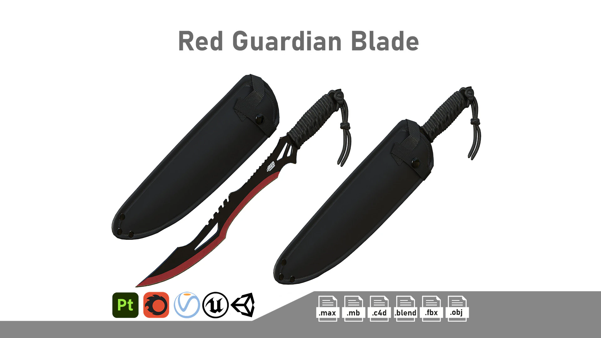 Red Guardian Twin Machete 3D Model .c4d .max .obj .3ds .fbx .stl .blend