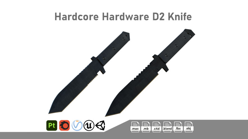 Hardcore Hardware D2 Knife Modelo 3D .c4d .max .obj .3ds .fbx .stl .blend
