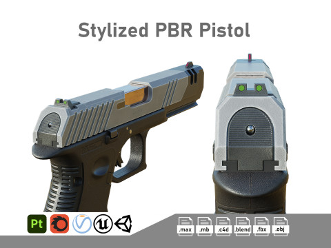Stylized Pistol PBR Modelo 3D