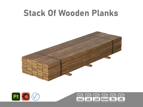 Stack Of Wooden Planks Modelo 3D