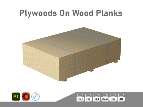 Stack Of Plywoods On Wood Planks Modelo 3D
