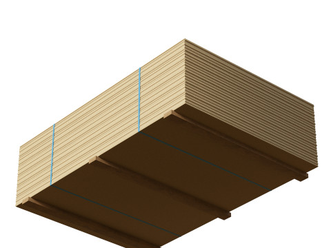Stack Of Plywoods On Wood Planks 3D Model
