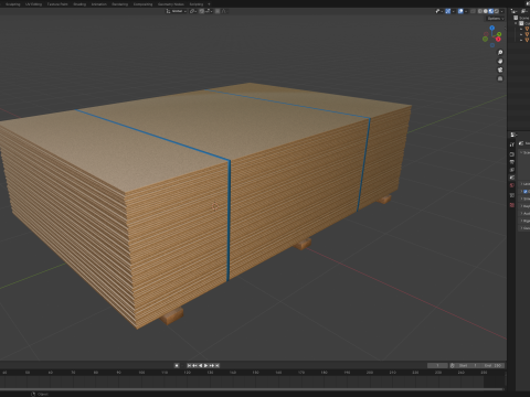 Stack Of Plywoods On Wood Planks 3D Model