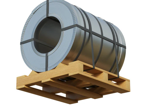 Bobine d'acier et palette en bois Modèle 3D