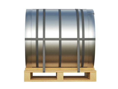 Steel Coil and Wooden Pallet 3D Model