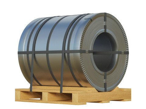 Steel Coil and Wooden Pallet 3D Model