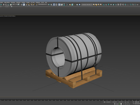 Steel Coil and Wooden Pallet 3D Model