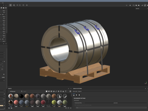 Steel Coil and Wooden Pallet 3D Model