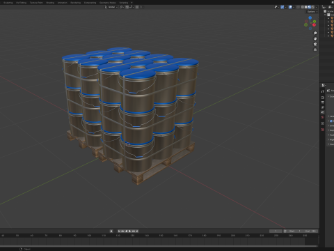 Plastic Paint Buckets On Wood Pallets Modelo 3D