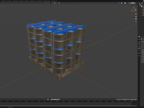 Secchi Di Vernice Di Plastica Su Pallet Di Legno Modello 3D