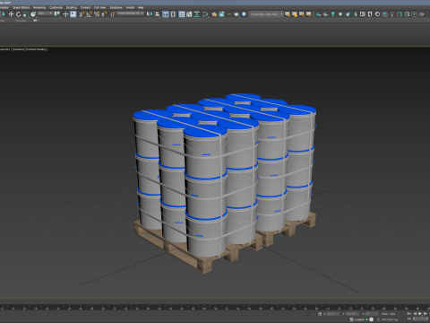 Plastic Paint Buckets On Wood Pallets Modelo 3D