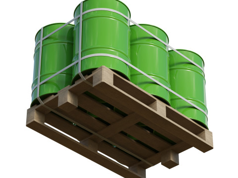 Barrels On Wooden Pallet 3Dモデル