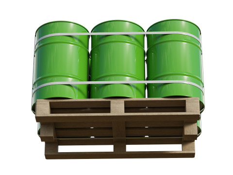 Barrels On Wooden Pallet 3Dモデル