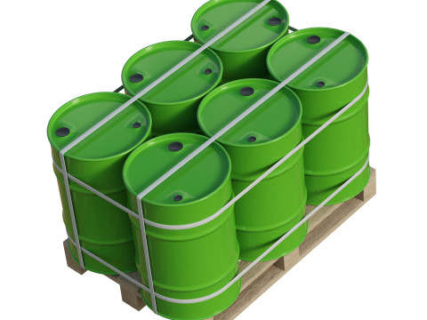Barrels On Wooden Pallet 3Dモデル