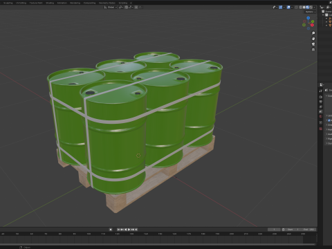 Barrels On Wooden Pallet 3Dモデル