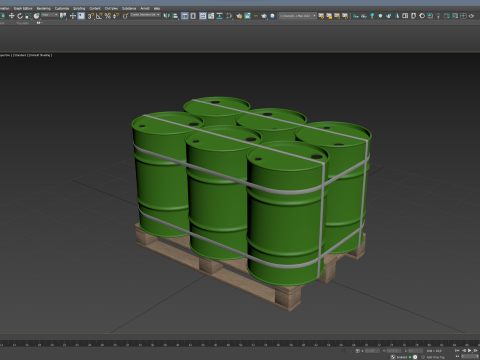 Barrels On Wooden Pallet 3Dモデル