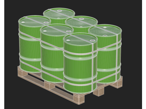 Barrels On Wooden Pallet 3Dモデル