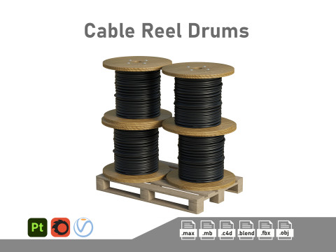 Cable Reel Drums On Wooden Pallet Modelo 3D