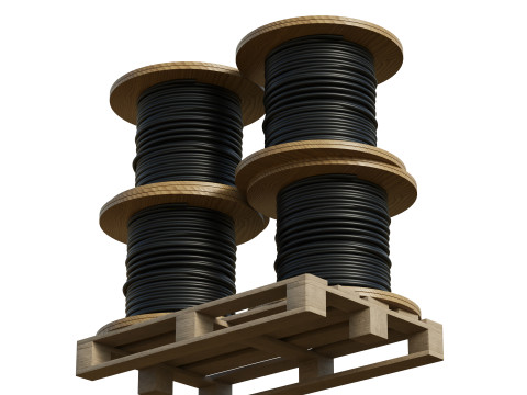 Cable Reel Drums On Wooden Pallet Modelo 3D