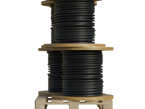 Cable Reel Drums On Wooden Pallet Modelo 3D