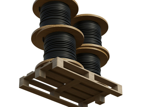 Cable Reel Drums On Wooden Pallet Modelo 3D