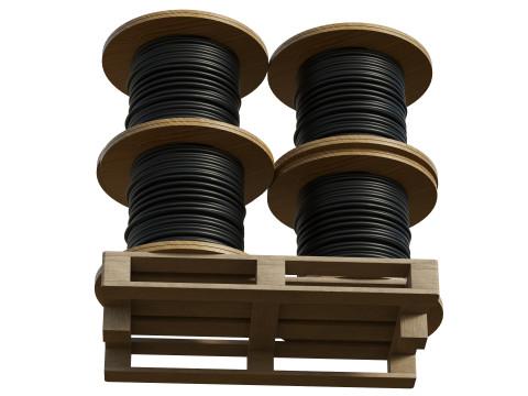 Cable Reel Drums On Wooden Pallet Modelo 3D