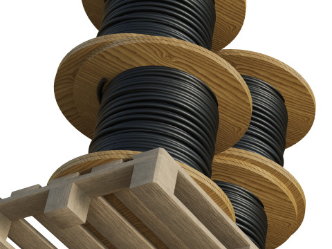 Cable Reel Drums On Wooden Pallet Modelo 3D